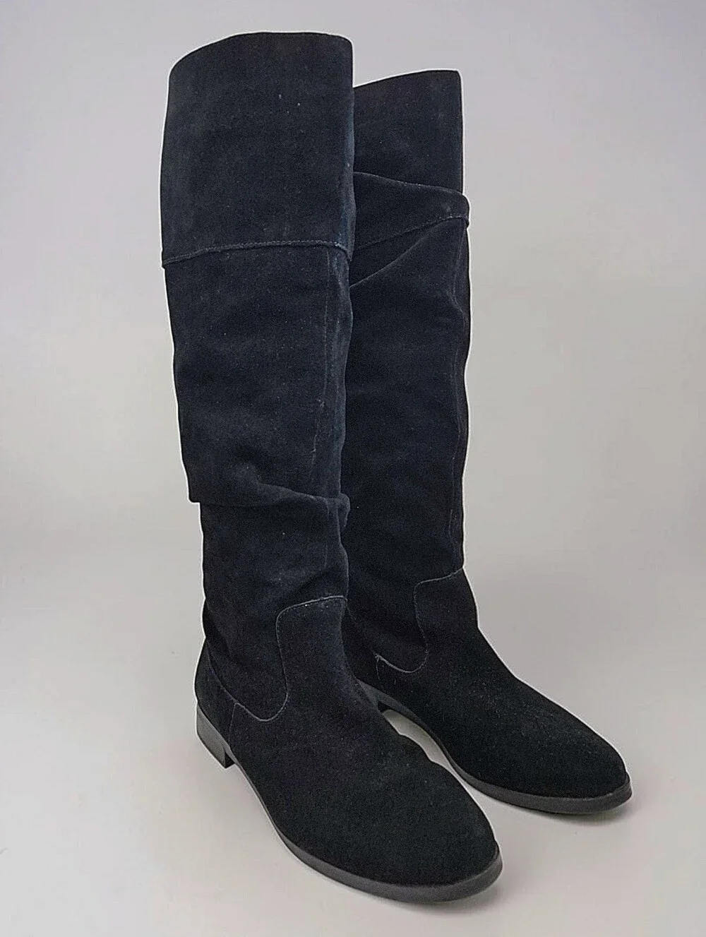 Steve Madden Balen Knee High Black Leather Suede Slouch Boots 9.5 Casual